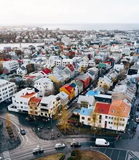 Hallgrimskirkja Prints: Reykjavik, Iceland - 02 may 2019: Reykjavik aerial view