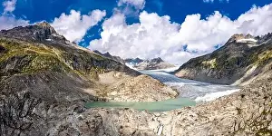 Alpine Summer Prints: The Rhone Glacier, the source of the Rhone River at Furka Pass in the Swiss Alps