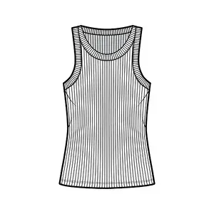 Black Body Prints: Ribbed cotton-jersey tank technical fashion illustration with wide scoop neck