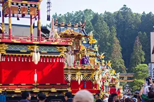Theology Prints: Richly decorated float during Takayama's autumn festival called Hachiman Matsuri in Gifu