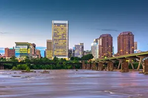 Richmond, Virginia, USA downtown skyline on the James River
