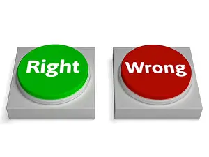 Truth Prints: Right Wrong Buttons Showing True Or False