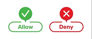 Verified Prints: Right and Wrong symbols with Allow and Deny buttons in green and red color