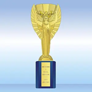 1929 Prints: Rimet Cup, old world football championship, vector illustration