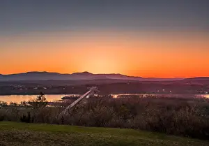 Hudson River Prints: Rip Van Winkle Bridge facing west at sunset on a clear spring day