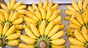 Green Color Prints: Ripe bananas at a market