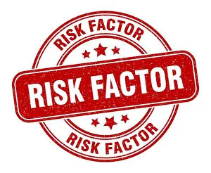 Factor Prints: risk factor stamp. risk factor sign. round grunge label