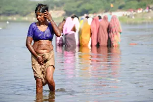 Mela Prints: Ritual bathing in the waters during Baneshwar Mela