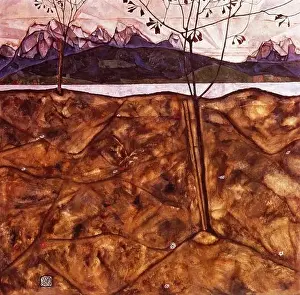Austria Prints: River Landscape 1913; Vienna, Austria by Egon Schiele