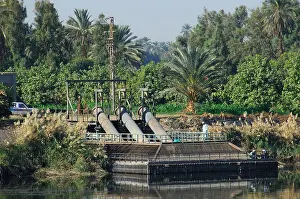 Fertile Prints: RIVER NILE, UPPER EGYPT. A pumping station for irrigating farmland along the Nile Valley