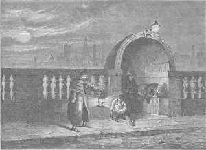 Bridges Prints: THE RIVER THAMES: Alcoves of Old Westminster Bridge. London, old print c1880