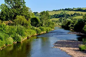 Powys Prints: River Usk in town of Brecon, Powys, mid-Wales, UK