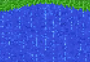 Grass Blue Prints: River water, lake or waterfall cascade cubic pixel game blocks pattern