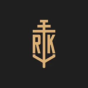 Judge Prints: RK initial logo monogram with pillar icon design vector, law firm logo design inspiration