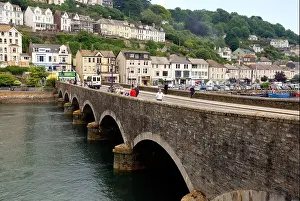 road bridge which joins looe and west looe cornwall england uk