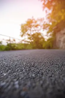 Road Asphalt Prints: Road from the ground level with bokeh background