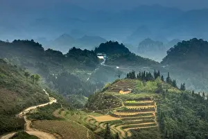 Sedimentary Prints: The road on the high mountain in the province Ha Giang, Vietnam