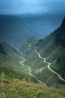 Clouds Sky Prints: The road on the high mountain in the province Ha Giang, Vietnam