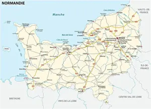 Road map of the new French region of Normandy in French language