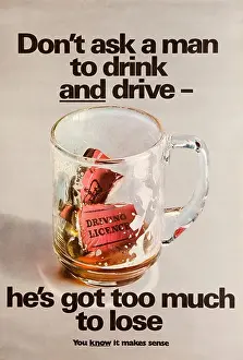 Losing Prints: Road Safety, 1960s, ROSPA anti drunk driving poster, dont ask a man to drink and drive