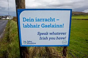 Roadsign Prints: A road sign on the Dingle peninsula in two languages