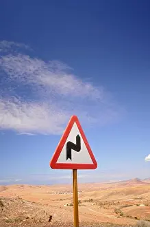 Canaries Prints: Road sign, warning sign, winding road