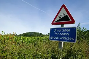 Difficult Prints: Road sign warning of steep hill