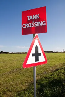 Armored Prints: road trafic sign tank crossing at Castlemartin firing range