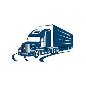 Pickup Truck Prints: on the road truck logo design vector. heavy transportation logotype sign illustration