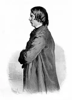 Classical Music Prints: Robert Schumann - portrait by E. Kaiser. German composer 8 June 1810 - 29 July 1856
