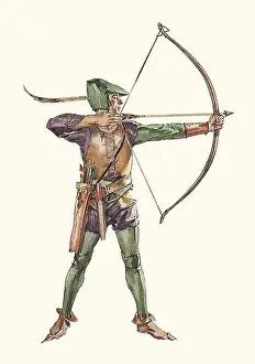 Games Prints: Robin Hood Archer Shooting Bow and Arrow