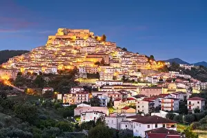 Rocca Imperiale, Italy hilltop town at night in the Calabria Region