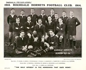 Team Prints: Rochdale Hornets 1913 team photo for the rugby league side founded in 1867 at the start of the season