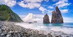 Rock formation on Ribeira da Janela beach, Port Moniz, North Coast of Madeira Island, Portugal