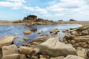 The Rock Prints: Rock formation against sky in Sillon de Talbert area in Brittany, France, Europe