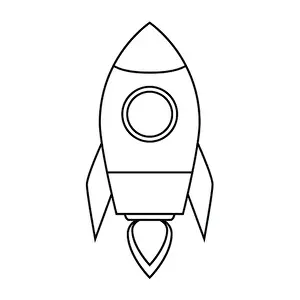 Aliens Prints: rocket ship outline drawing isolated on white background vector illustration EPS10