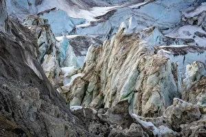 Uria Lomvi Prints: rocks waterfall small iceberg and glacier at the Alkefjellet between Spitsbergen and Nordaustlandet on Svalbard