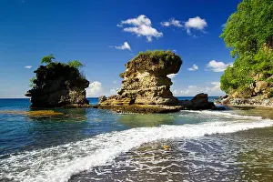 Saint Lucia Prints: Rocky outcrops of Anse Mamin beach, Saint Lucia