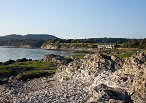Terraced Prints: The rocky shoreline and calm sea of Morecambe Bay at Silverdale