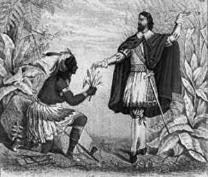 Voyages Prints: Rodrigo de Jerez was a Spanish explorer and the first European known to have encountered tobacco