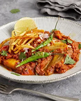 Clean Eating Prints: Rogan josh with eggplant on a plate – a spicy vegan curry inspired by Indian cuisine