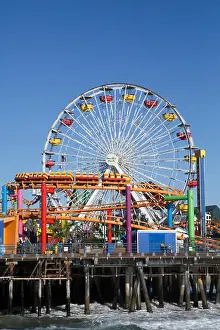 Roller Coaster and Ferris Wheel, Pacific Park, Santa Monica, California, USA
