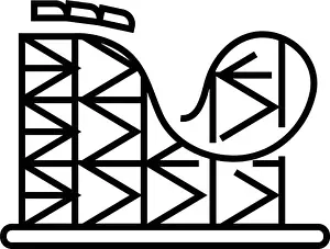 Circus Prints: Roller coaster line icon, concept sign, outline vector illustration, linear symbol