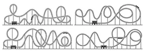 Exhilarating Prints: Roller coaster loop. Amusement park rollercoaster silhouette