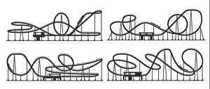 Loop Prints: Roller coaster loop, rollercoaster silhouette of amusement park ride