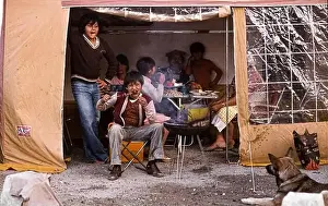 Stool Prints: Roma family lunch in their camp during the pilgrimage to Saintes Maries de la Mer