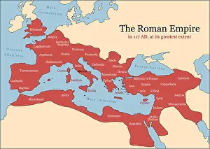 Dictator Prints: The Roman Empire at its greatest extent in 117 AD at the time of Trajan