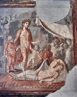Mann Prints: Roman fresco wall painting of a Dionysus