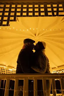 Intimacy Prints: Romantic atmosphere and kiss of a couple in love