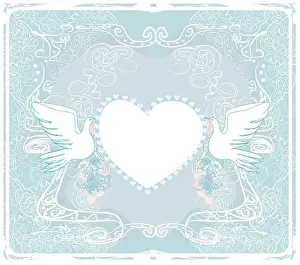 Dove Prints: romantic card with love birds - Wedding Invitation